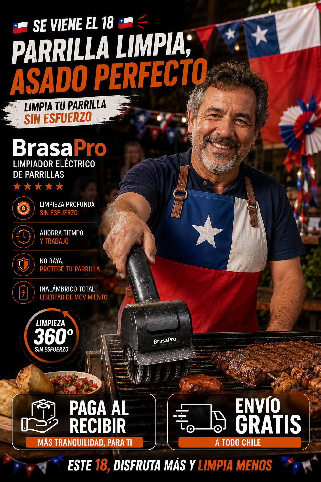 Cepillo limpiador de parrilla eléctrico