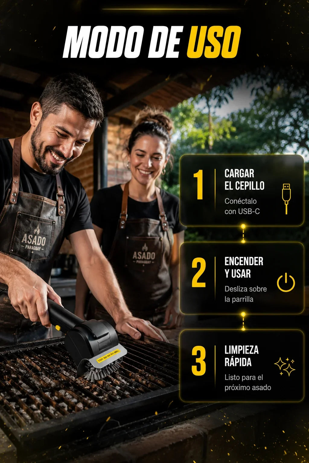Cepillo limpiador de parrilla eléctrico